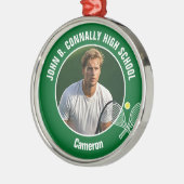Green Tennis Player Photo High School Christmas Ornament Aus Metall (Links)