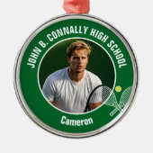 Green Tennis Player Photo High School Christmas Ornament Aus Metall (Vorne)