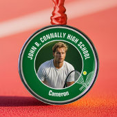 Green Tennis Player Photo High School Christmas Ornament Aus Metall