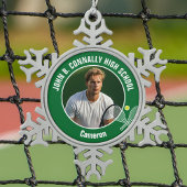 Green Tennis Player Photo High School Spirit Schneeflocken Zinn-Ornament