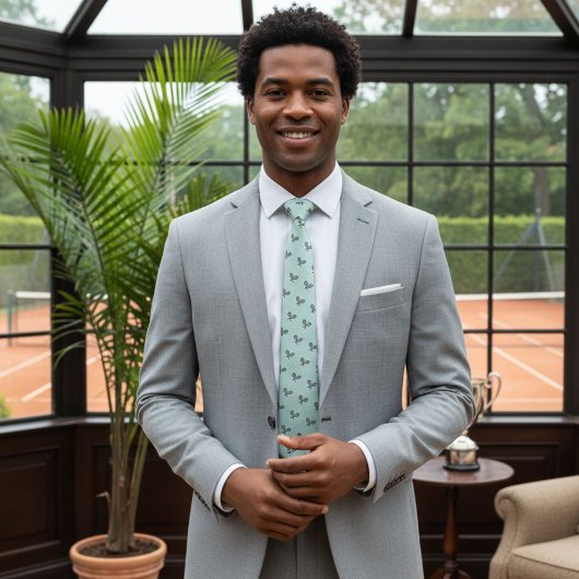 Green tennis tie, racket tie, funny wedding tie krawatte