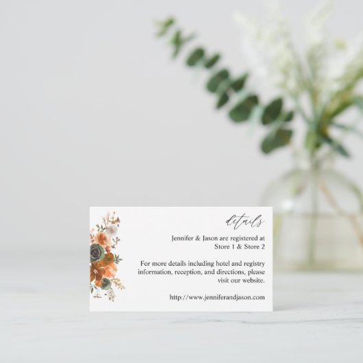 Green & Terra Cotta Floral Enclosure Card Begleitkarte (Stehend Vorderseite)