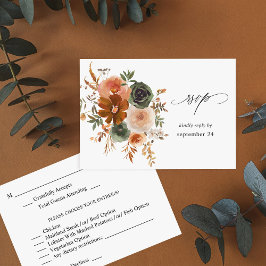 Green & Terra Cotta Floral w Meal UAWG RSVP Karte