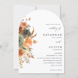 Green & Terra Cotta Floral Wedding Arch Einladung