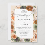 Green & Terra Cotta Floral Wedding S2 - Beige Einladung (Vorderseite)