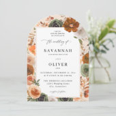 Green & Terra Cotta Floral Wedding S2 VLN- Arch Be Einladung (Stehend Vorderseite)