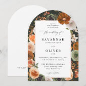 Green & Terra Cotta Floral Wedding S2 VLN-Arch Gr Einladung (Vorne/Hinten)