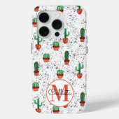 Green Terracotta Cactus Pots Spritzer Monogram Case-Mate iPhone Hülle (Rückseite)