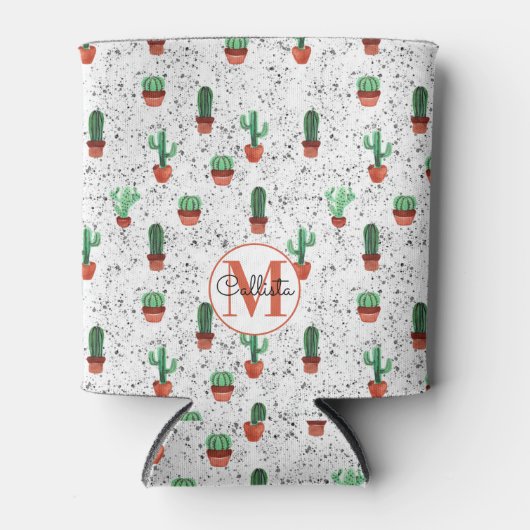 Green Terracotta Cactus Pots Spritzer Monogram Dosenkühler (Vorderseite)