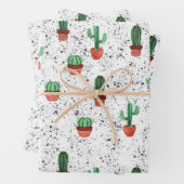Green Terracotta Cactus Pots Spritzer Pattern Geschenkpapier Set (Beispiel)