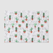 Green Terracotta Cactus Pots Spritzer Pattern Seidenpapier (Vorderseite)