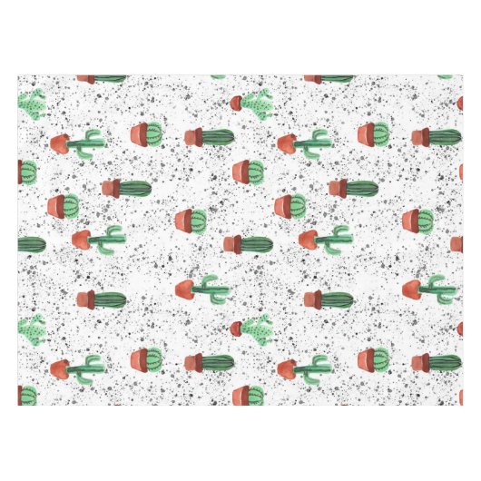Green Terracotta Cactus Pots Spritzer Pattern Tischdecke (Vorderseite (Horizontal))