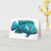 Green Texas Cichlid Greeting Card Karte (Gelbe Blume)