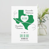 Green Texas Curling Ribbon Save the Date (Stehend Vorderseite)