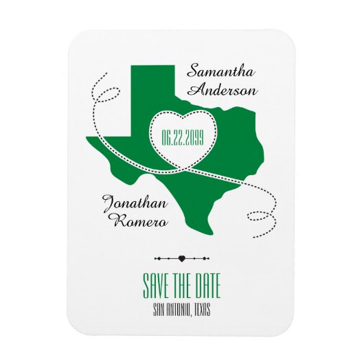 Green Texas Curling Ribbon Save the Date Magnet (Vertikal)