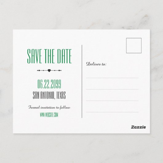 Green Texas Curling Ribbon Save the Date Postkarte (Rückseite)