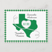 Green Texas Curling Ribbon Save the Date Postkarte (Vorderseite)