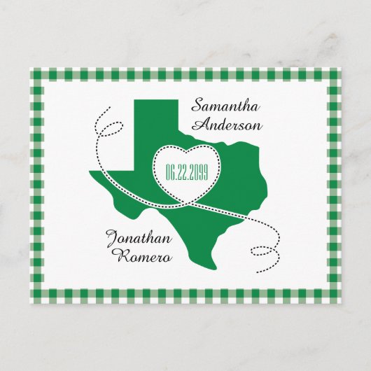 Green Texas Curling Ribbon Save the Date Postkarte (Vorderseite)
