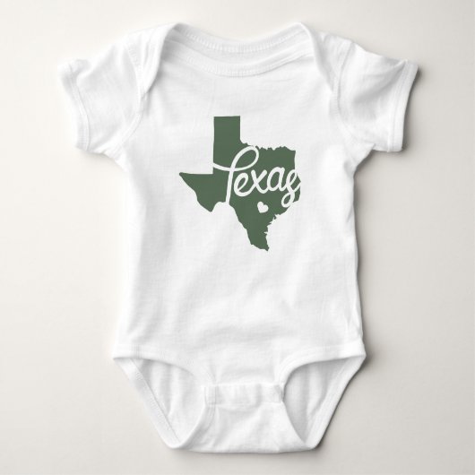 Green Texas Heart Baby Strampler (Vorderseite)