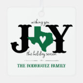 Green Texas JOY Foto Holiday Ornament Aus Metall (Vorderseite)
