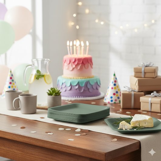 Green Textured 7" Square Paper Plate for Events Pappteller