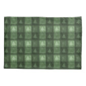 Green Textured Plaid And Fir Tree Shapes Christmas Kissenbezug (Rückseite)