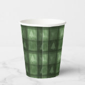 Green Textured Plaid And Fir Tree Shapes Christmas Pappbecher (Rechts)