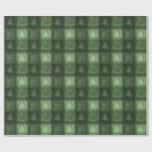 Green Textured Plaid With Fir Trees Christmas Geschenkpapier (Flach)