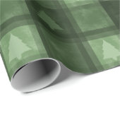 Green Textured Plaid With Fir Trees Christmas Geschenkpapier (Rolleneckpunkt)