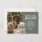 Green Thank You Beary Christmas Bear Dankeskarte (Vorderseite)