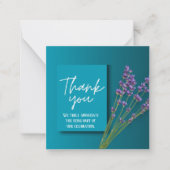 Green Thank You Card with Purple Floral Design Mitteilungskarte (Vorderseite)