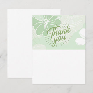 Green Thank You Note - Flat - Blank One Side Mitteilungskarte