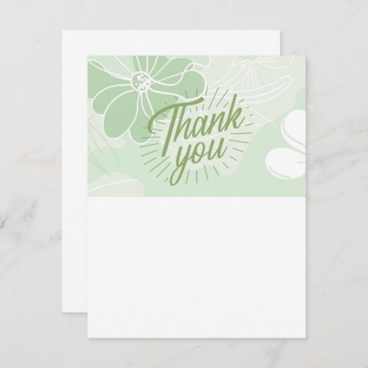 Green Thank You Note - Flat - Blank One Side Mitteilungskarte (Vorne/Hinten)