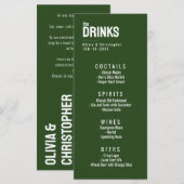 Green The Drinks Menü mit Minimalistischem Text Menükarte (Vorne/Hinten)