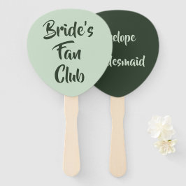Green Theme Bride's Fan Club Bridesmaid Name Fächer
