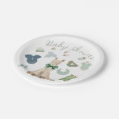 Green Themed Baby Dusche Pappteller (Schrägansicht)