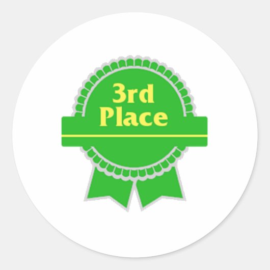 Green Third Place Ribbon Runder Aufkleber (Vorderseite)