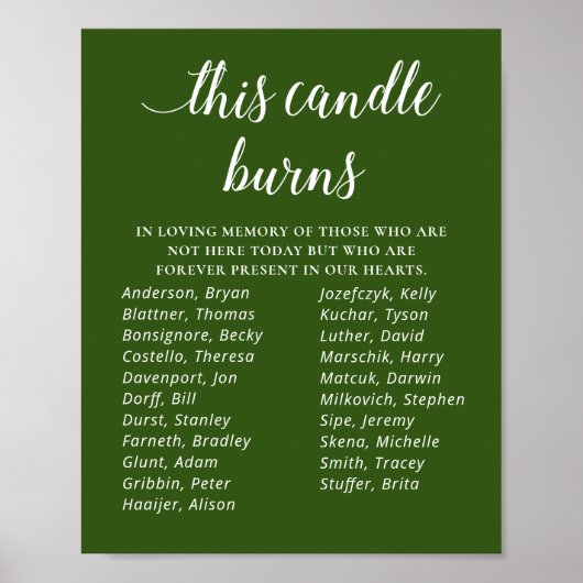 Green This Candle Burns Class Reunion Memorial Poster (Vorne)