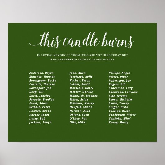 Green This Candle Burns Class Wiedersehen Memorial Poster (Vorne)