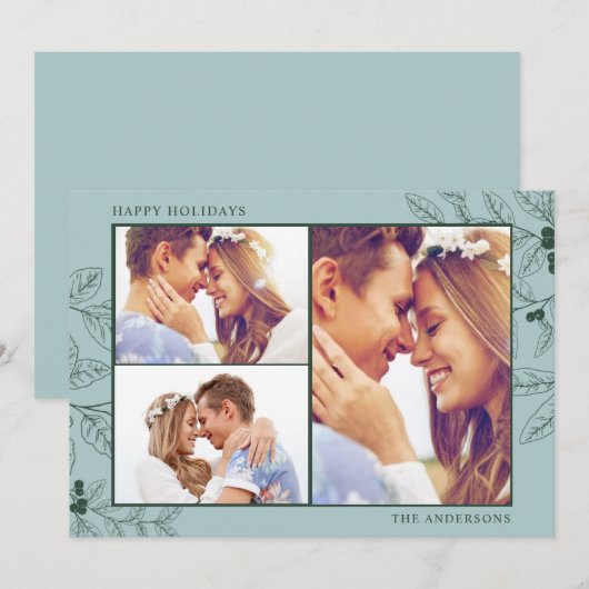 Green Three Foto Weihnachtskarte (Vorne/Hinten)
