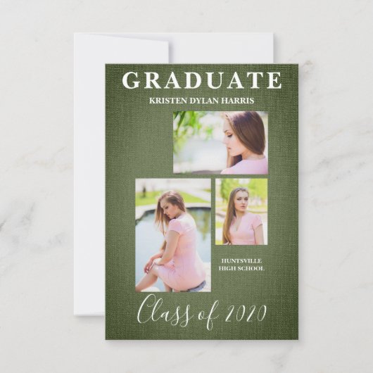 Green Three Fotos Collage Abschluss Textil (Vorderseite)