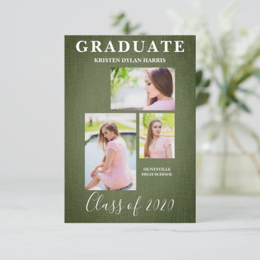 Green Three Fotos Collage Abschluss Textil (Stehend Vorderseite)