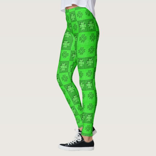Green Three Leaf Closed Kleeblatt Muster Leggings (Links)