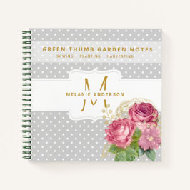 Green Thumb Gardeners Journal Pink Gold Rose Notizblock