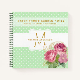 Green Thumb Gardeners Journal Pink Gold Rose Notizblock