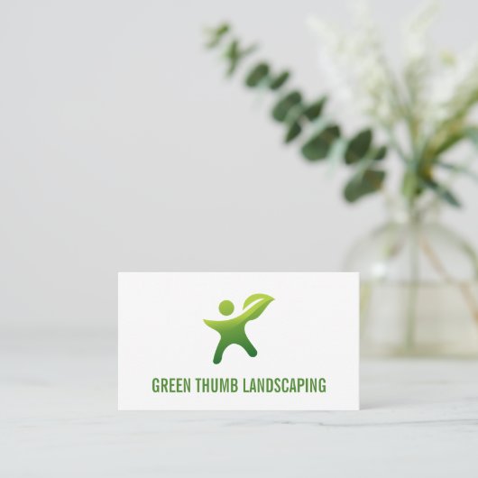 Green Thumb Leaf Logo Visitenkarte (Stehend Vorderseite)