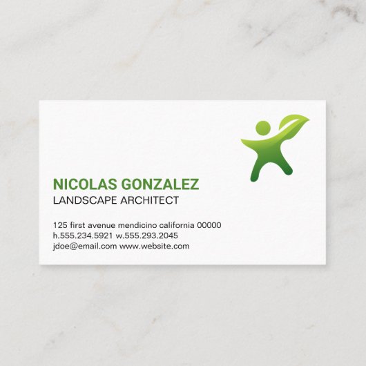 Green Thumb Leaf Logo Visitenkarte (Rückseite)