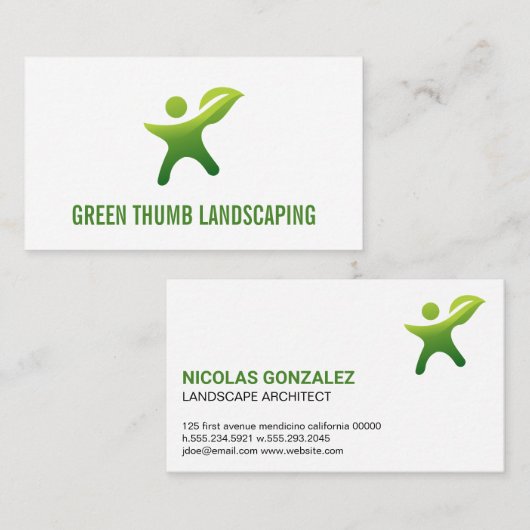 Green Thumb Leaf Logo Visitenkarte (Vorne/Hinten)