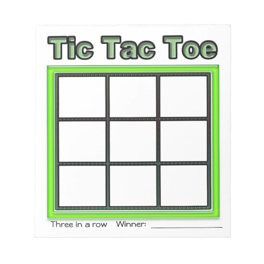 Green Tic Tac Toe Game Notepad Notizblock (Vorderseite)