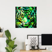 Green Tiger Head - Big Cat Tiger Plakat (Heimbüro)